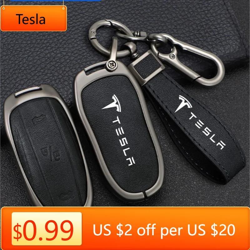 Автомобильная наклейка Tesla Чехол-оболочка из цинкового сплава и кожи для умного дистанционного ключа автомобиля Держатель-сумка для Tesla Model X Model M Защитный Ke