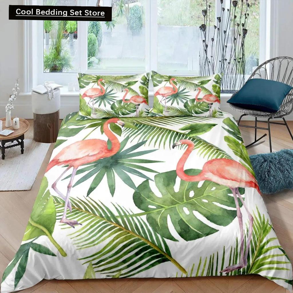 Фламинго пододеяльник комплект постельного белья для девочек цветы тропические животные розовый цветочный полиэстер одеяло покрывало для девочек детей женщин
