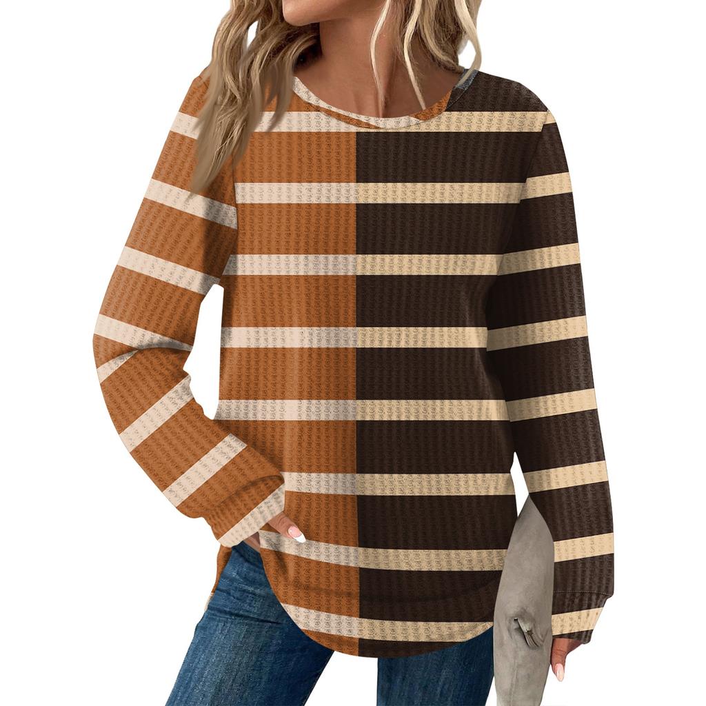 Women's Fashion Casual Loose Round Neck Long-sleeve Printed Top