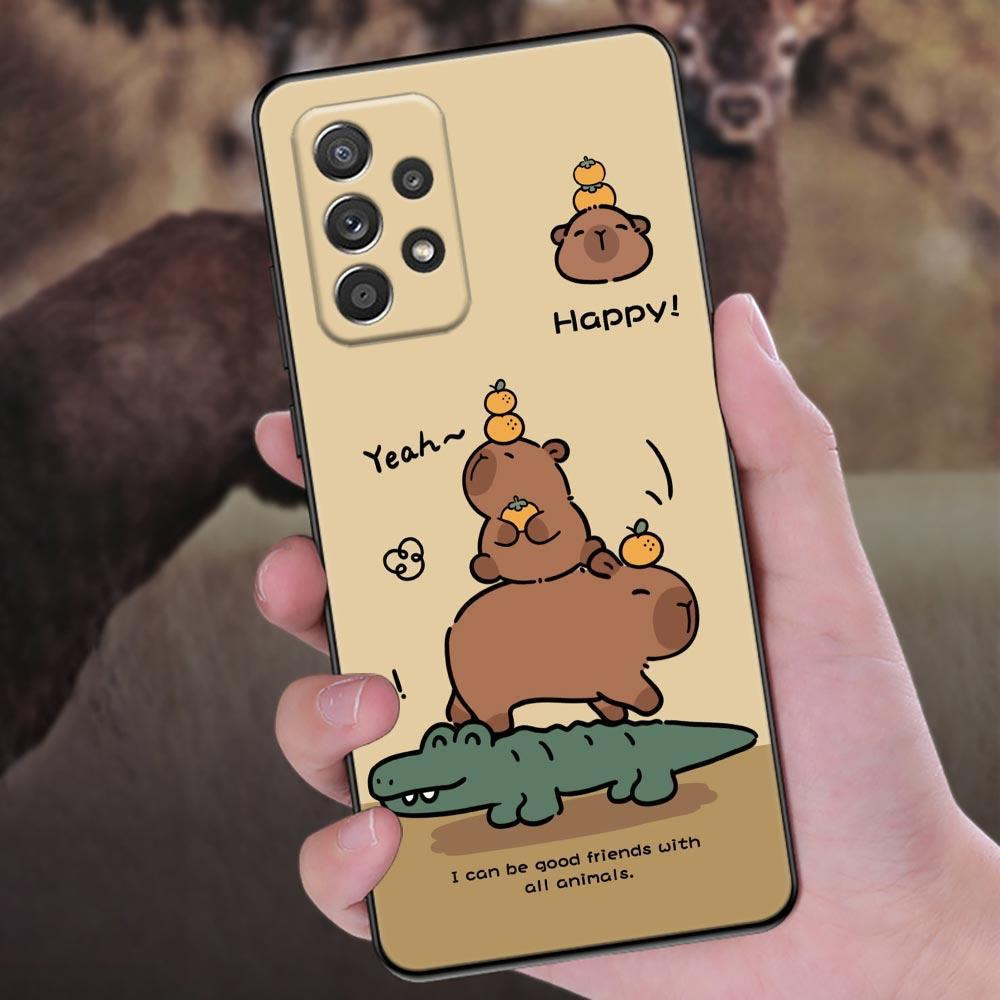 Милый чехол для телефона с капибарой для Samsung Galaxy A57 A56 A37 A55 A36 A26 A54 A52 A35 A34 A25 A17 A16 A15 A07 A06 Мягкая силиконовая крышка