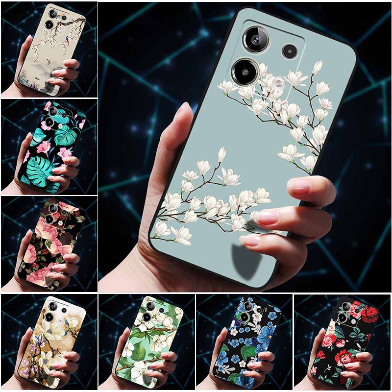 3D Цветочные тисненые чехлы для Redmi Note 13 Чехол Note13Pro 5G Мягкие силиконовые чехлы для телефона для Redmi Note 13 Pro Plus Задняя крышка Сумка
