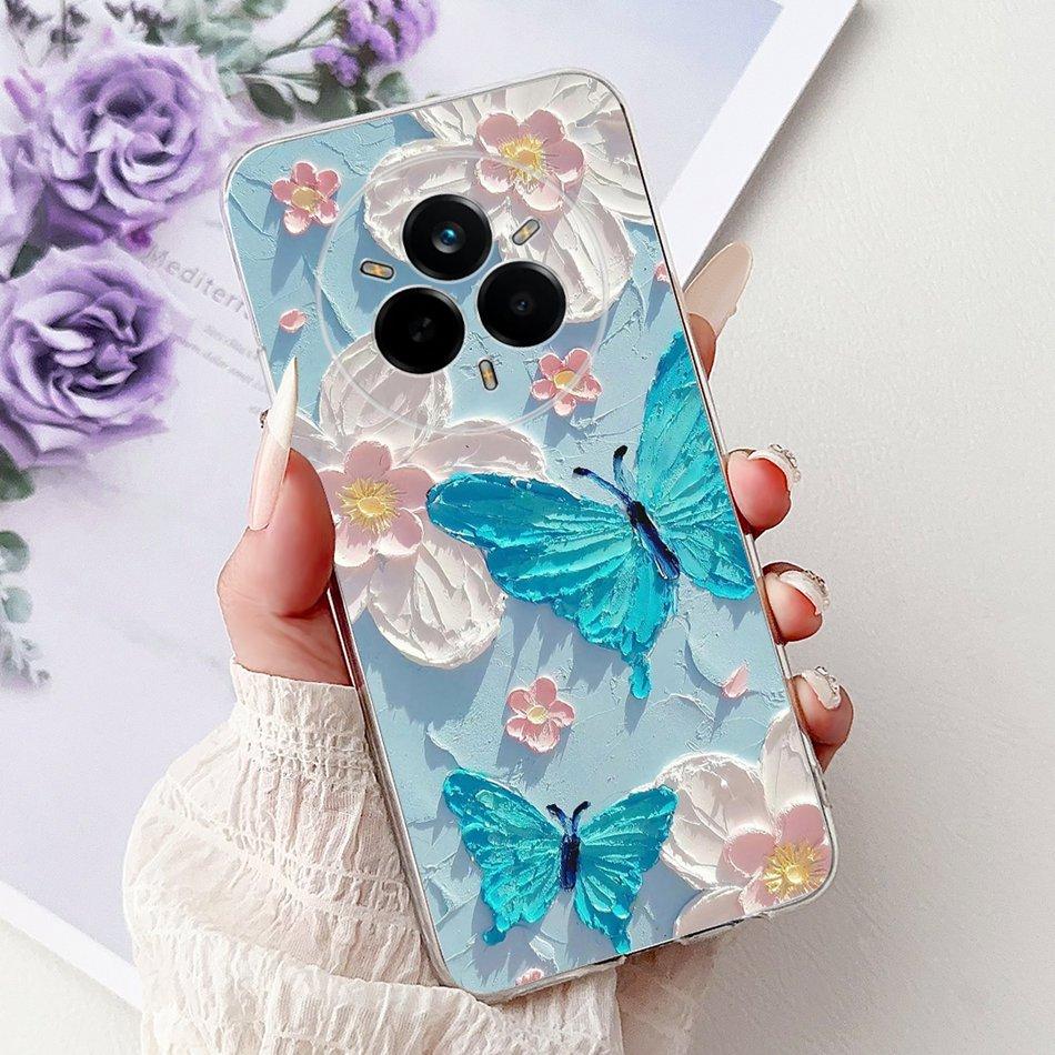 Для Realme 14 Pro 14Pro+ Элегантный чехол для телефона с цветочным принтом и кошкой Для Realme 14 Pro Plus 14Pro 5G Мягкие силиконовые ТПУ чехлы
