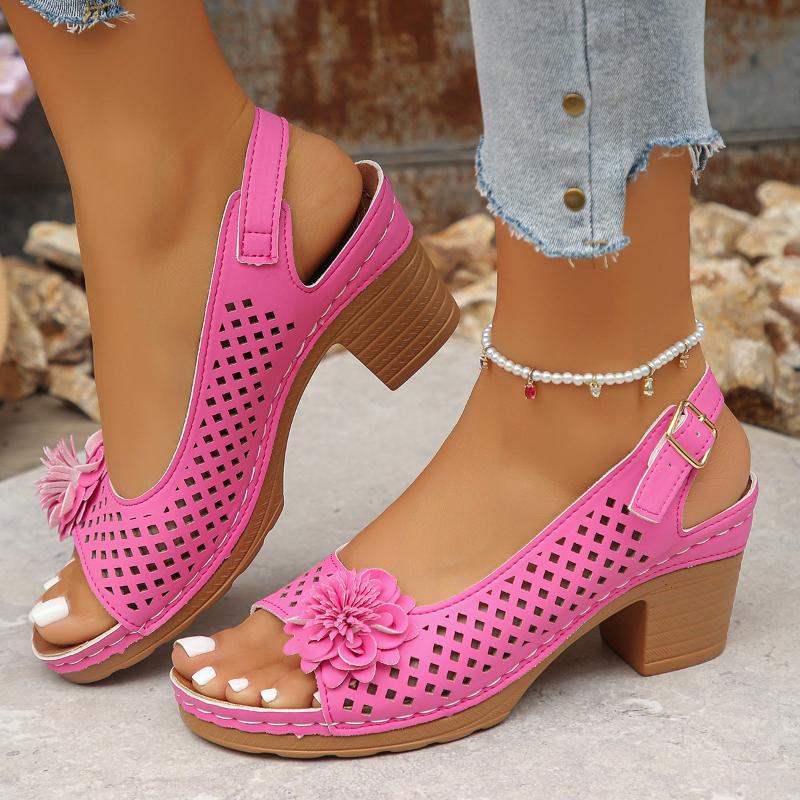 Модные женские летние сандалии 2025 Классическая ретро обувь-лодочки Удобная обувь на высоком каблуке Большой размер Дышащие Нескользящие Легкие