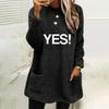 Women's Letter Print Round Neck Loose Long Sleeve Pocket Plush Hoodie - Autumn/Winter Collection