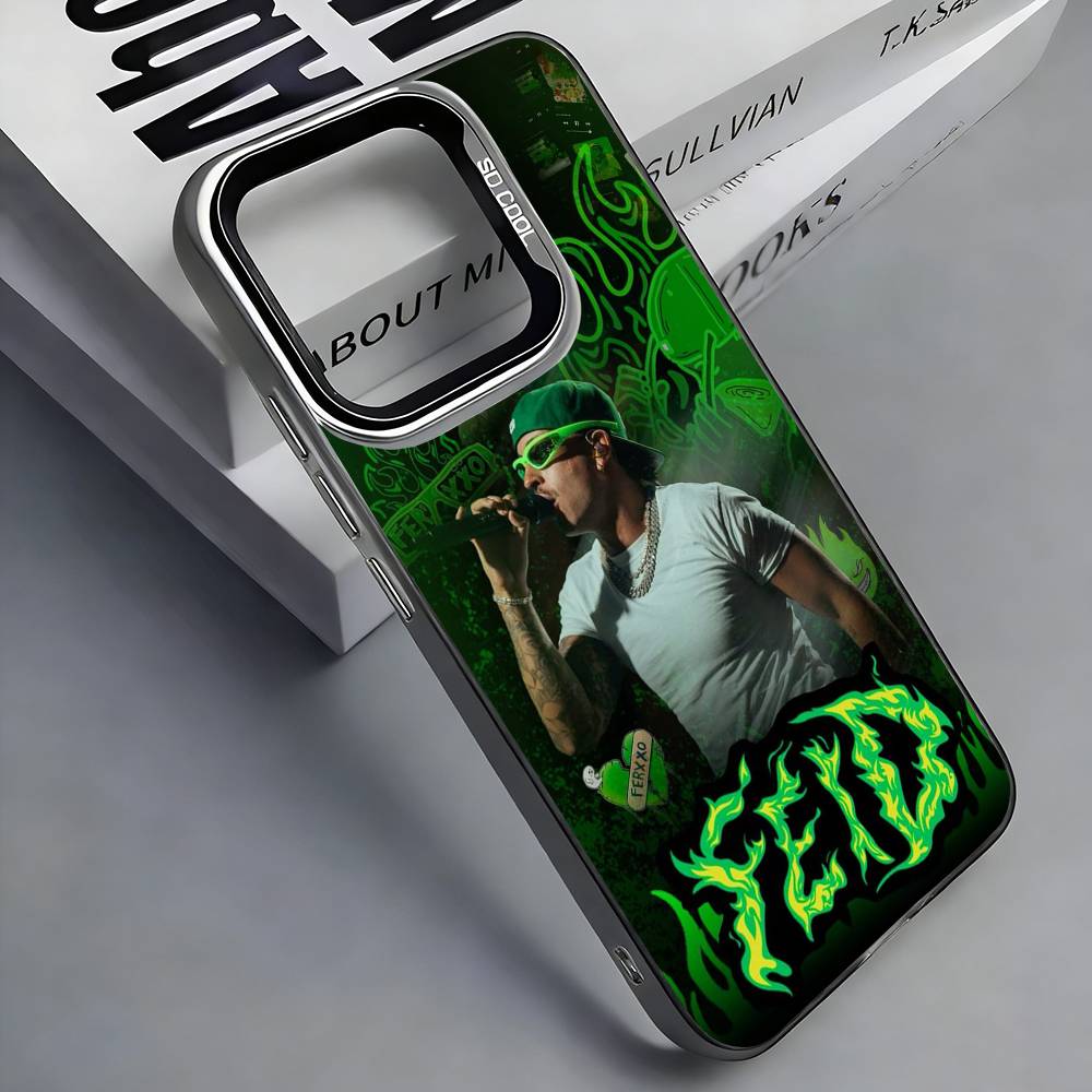 F-Feid Ferxxo SIXDO Singer Colorful Silver Back Phone Case For IPhone 17 16 15 14 13 12 11 Plus Pro Max Plus