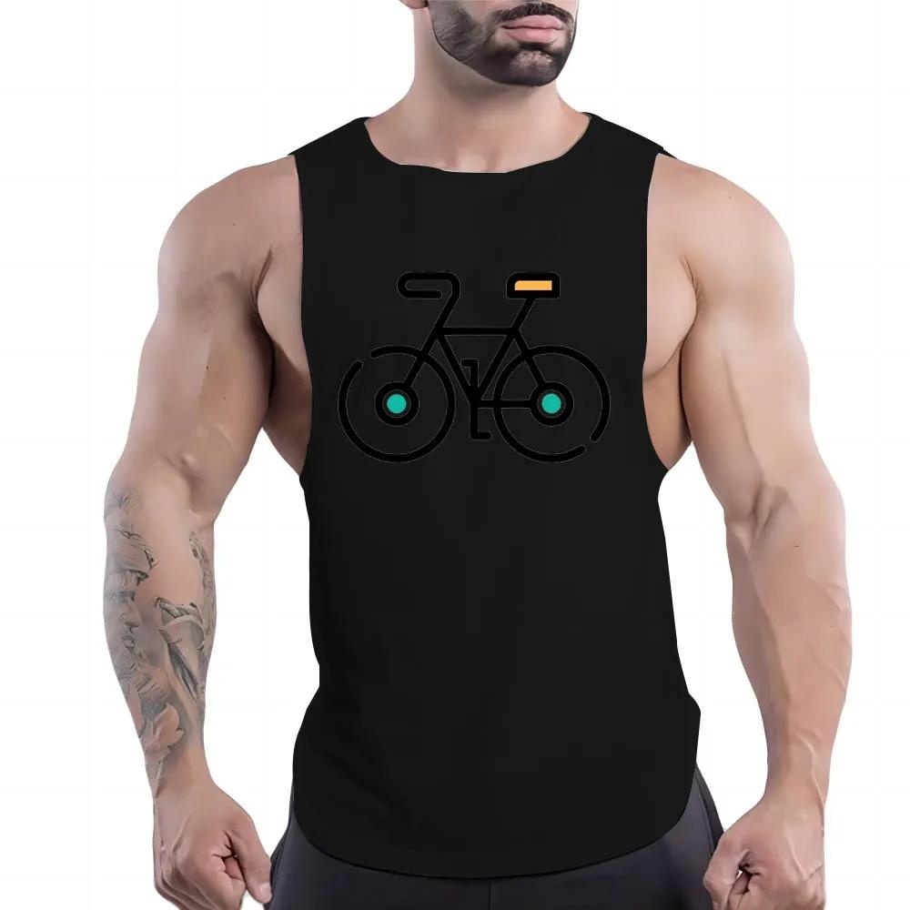 Summer Adult Men'S Outdoor Fitness Casual Sports Crew-Neck Vest Creative Bike 2d Print Breathable Quick-Drying Sleeveless Shirt