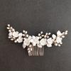 SLBRIDAL Handmade Porcelain Flower Leaf Freshwater Pearls Bridal Hair Comb Wedding Headband Hair Accessories Women Jewelry
