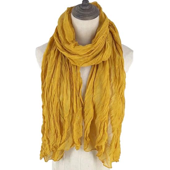 Women Scarf Shawl Solid Color Soft Warm Pleated Scarf UV Protection Casual Cotton Linen Shawl Fashion Accessory