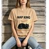 2026 New Unisex Cute Black Cat Nap King Lazy Cat Sleeping Graphic Short Sleeve Tee Cotton Vintage Casual Summer Top Pet Fans