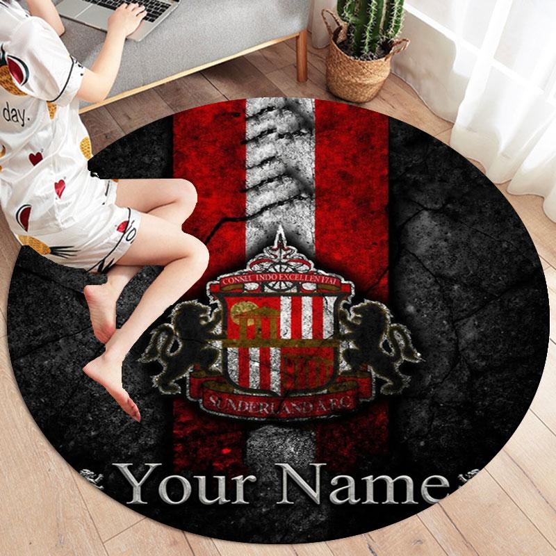 Sunderland A.F Custom Name Round Area Rug,Carpet Rug for Living Room Bedroom Sofa Playroom Decor,Non-slip Floor Mat