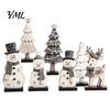 Lightweight Holiday Party Supplies 7Pcs Christmas Snowman Tree Reindeer Figurines, 2D Wooden Tiered Tray Decorative Items for Windowsills Decor,