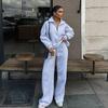 Повседневный женский модный пуловер-кардиган на половину застежки, брюки, костюм-двойка, свободный повседневный осенне-зимний костюм