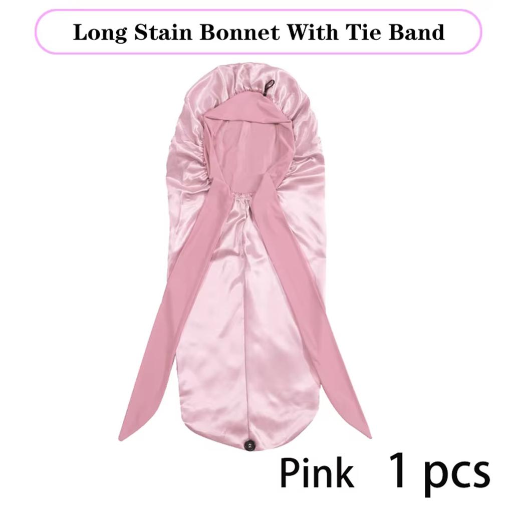 Soft Silky Long Satin Bonnet For Natural Hair And Curly Hair Extra Large Size Hair Cap With Tie For Comfortable Night Sleep 1Pcs