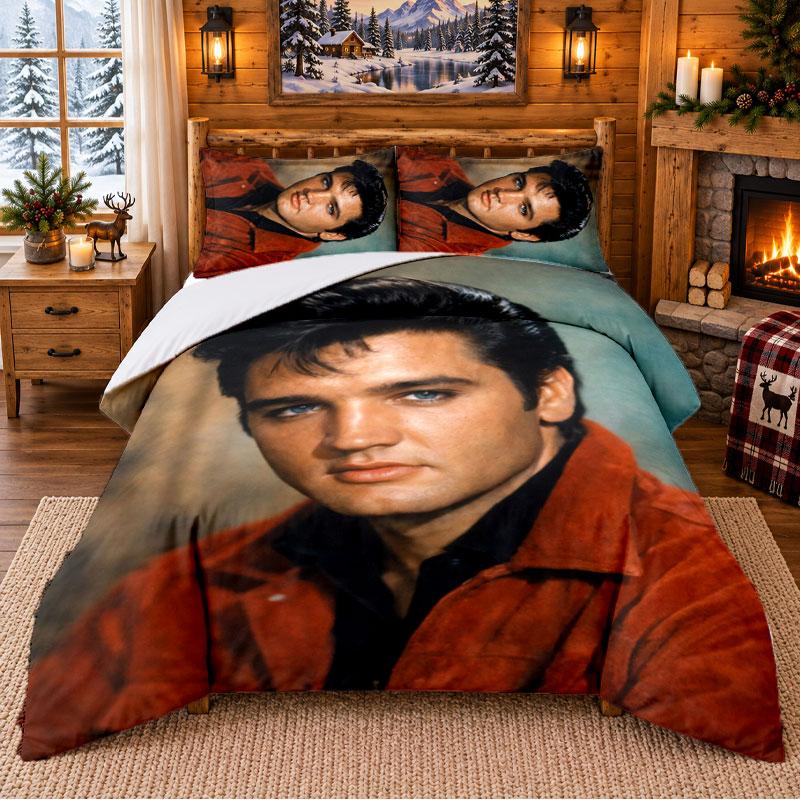 Elvis Presley Pattern Bedding 3Pcs Set Bed Sheet And Pillowcases For Indoor Bedroom