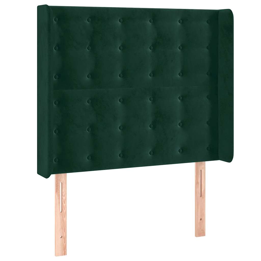 Headboard with Ears Dark Green 103 x 16 x 118 128 cm Velvet