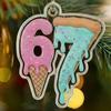 Christmas 67 Meme Acrylic Ornament Flat Santa Claus Reindeer Ice Cream Six Seven Xmas Tree Hanging Decoration Holiday Party Pendant