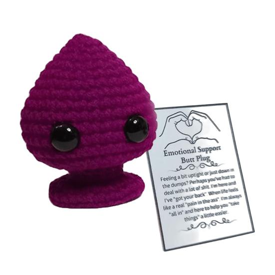 Вязаный крючком стопор для попы с позитивной открыткой, ручная работа, вязанный сердечко для любви, кукла, игрушка для снятия стресса, украшение для рабочего стола, кляп, подарок