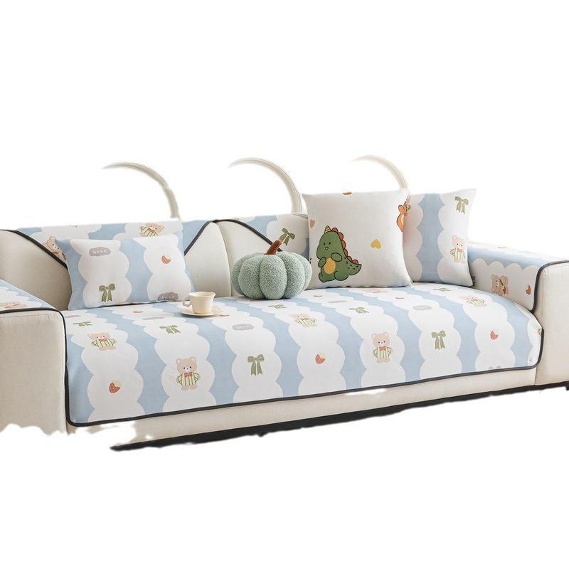 Summer Cartoon Ice Silk Sofa Cushion Summer Mat Seat Cushion Non-Slip New Cool Seat Cushion High-End Cover Cloth