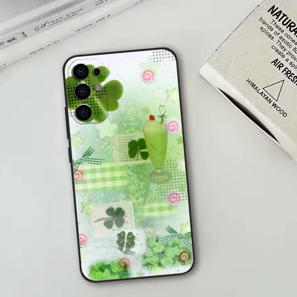 Lucky Clover Phone Case Black Silicone Soft For Samsung S25,S24,S21,S22,S23,S30,Ultra,S20,Plus,Fe,Lite