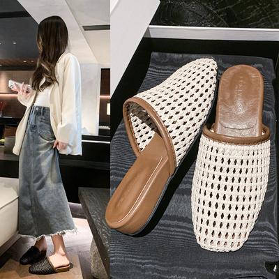 Мода 2025 Горячая Распродажа Женская Обувь Закрытый Носок Модная Пряжка Ремня Повседневные Шлепанцы Новые Большие Размеры На Плоской Подошве