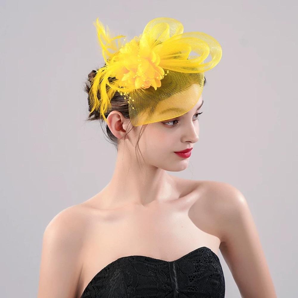 Luxury Fascinator Headdress British Retro Bridal Mesh Ribbons Cap Girls