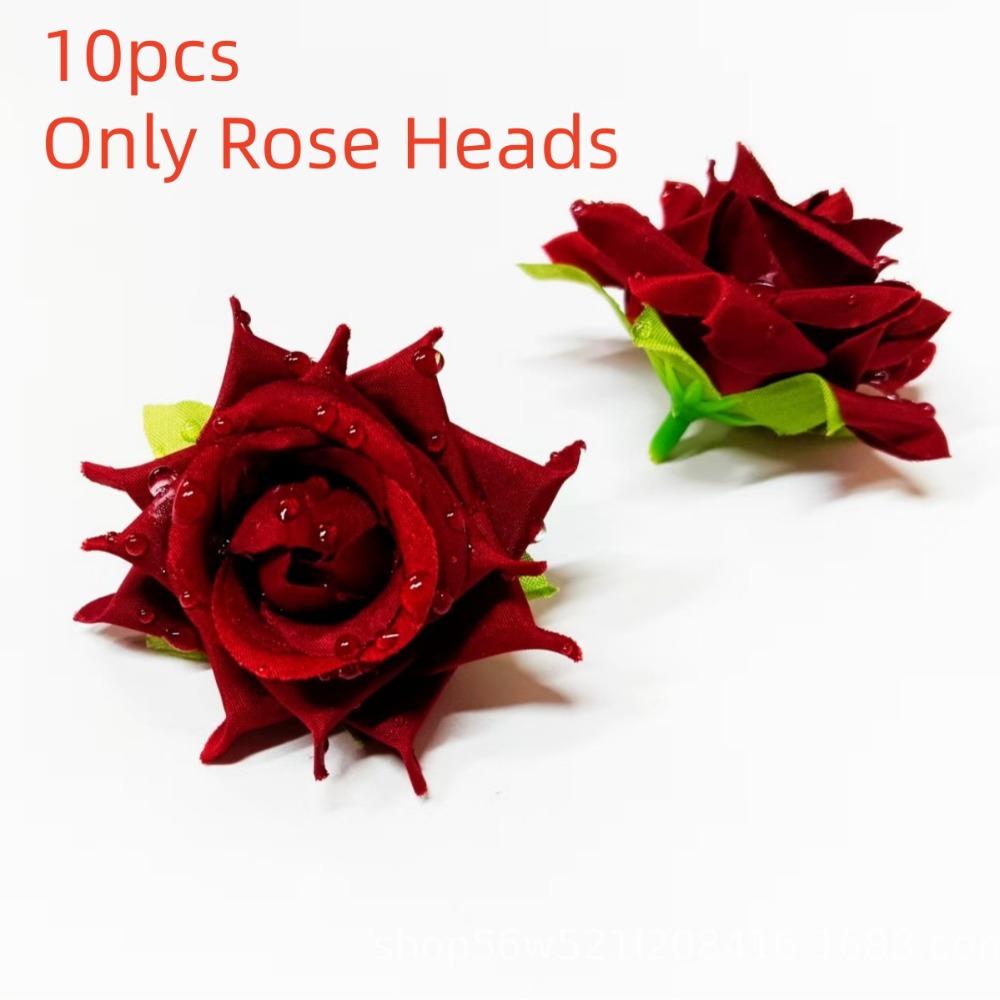 10pcs Pastel Colors Realistic Artificial Rose Heads 3D Elegant Flower Arrangement for Wedding