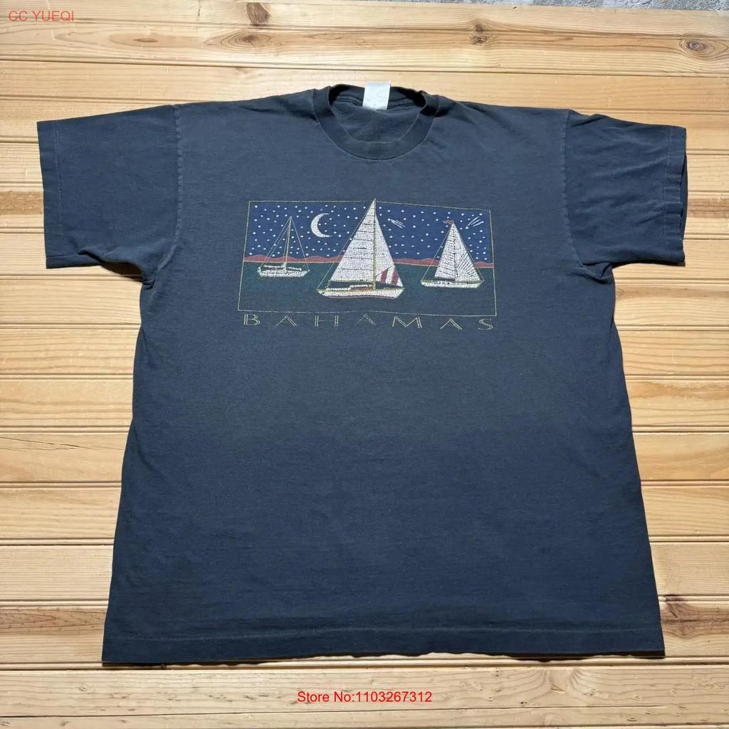 Vintage 90s Bahamas Sailboat Moon Stars Beach Tropical Souvenir T Shirt Xl Vintage Casual Comfortable Slightly