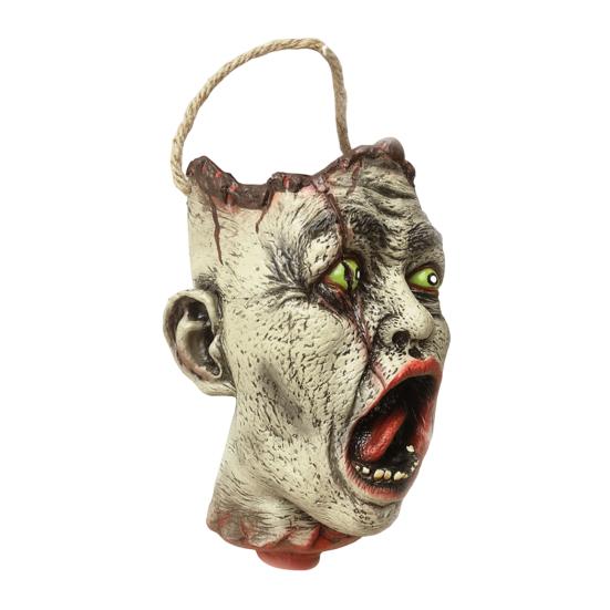 Жуткое ведро для конфет на Хэллоуин, сумочка в виде головы зомби, жуткое ведерко для конфет на Хэллоуин, для вечеринки, украшения дома с привидениями