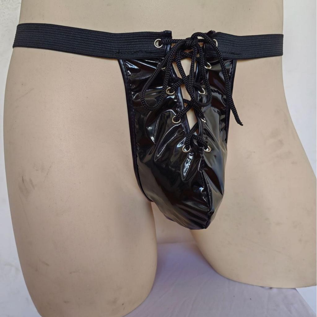 Эротические Сексуальные Летние Крутые Мягкие Шорты из ПУ Кожи для Мужчин Роскошный Дизайнерский Emo На шнуровке Одежда Мужское Нижнее Белье Сексуальные Стринги