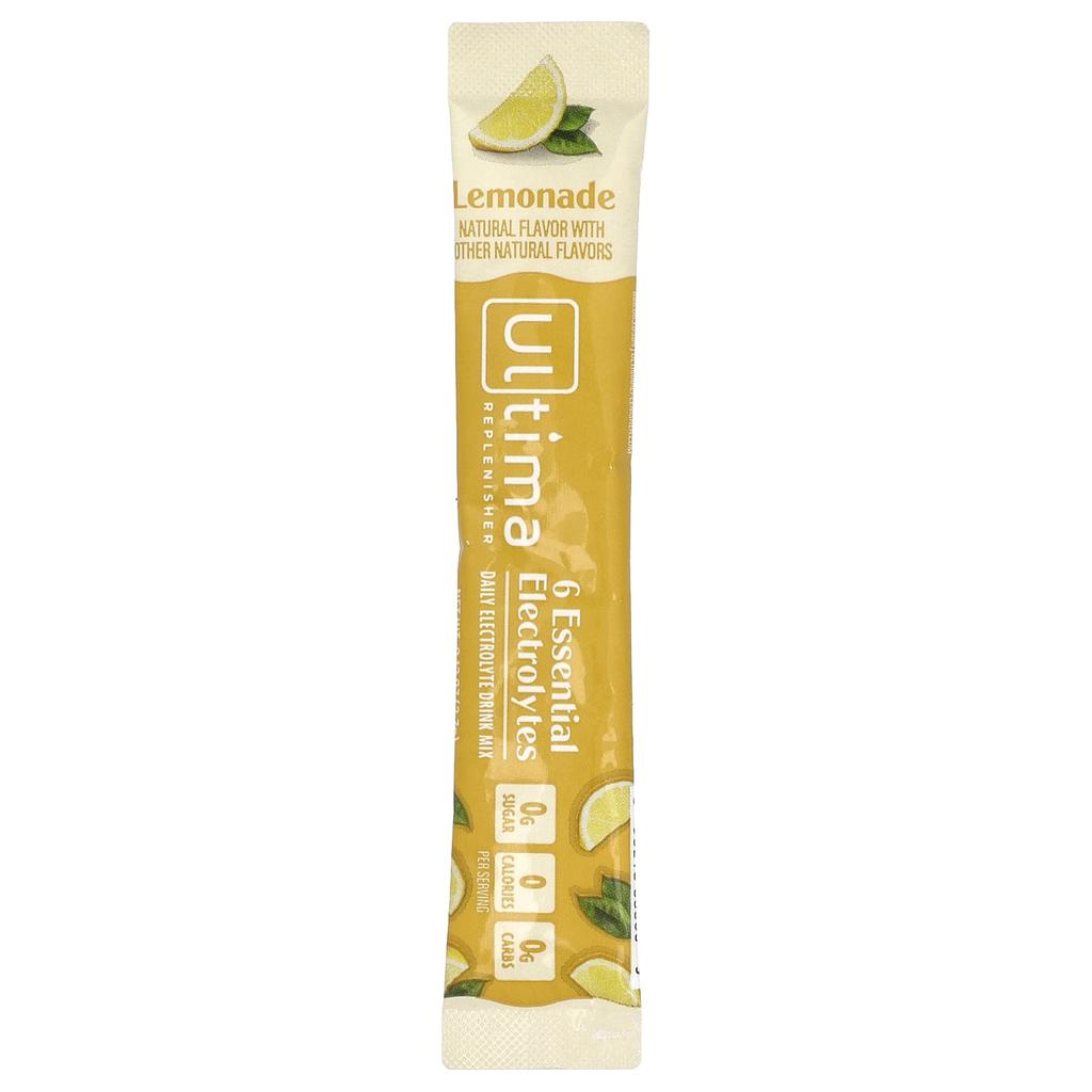 Ultima Replenisher 6 Essential Electrolytes, Daily Electrolyte Drink Mix, Lemonade, 10 Stick Packs, 0.13 Oz (3.7 G)
