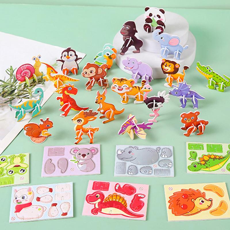 30Kinds Animal 3D Puzzle Kids Children Birthday Party Toy Paperboard Cartoon Dinosaur DIY Puzzles  Jungle Animals Parties Favors