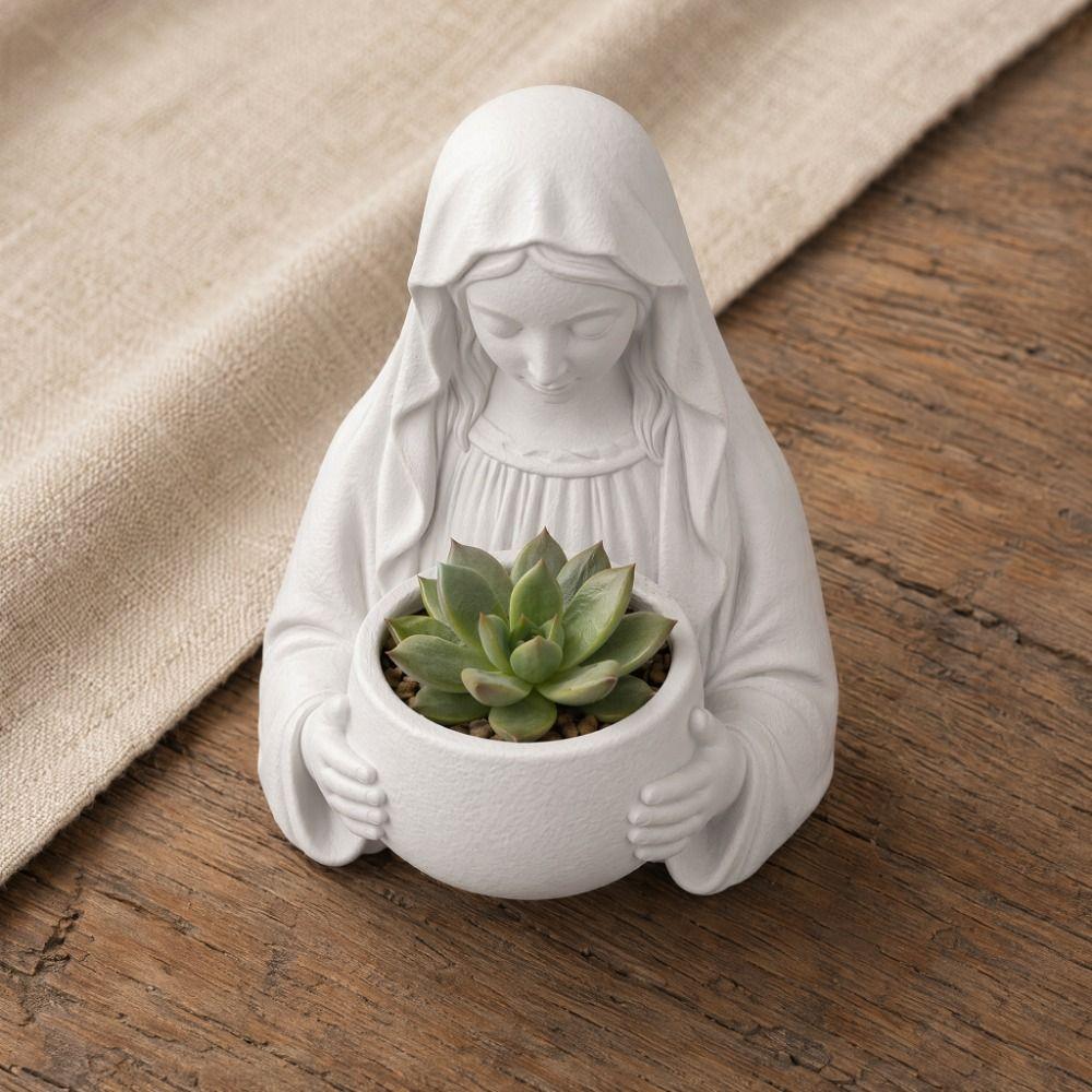 3D-печатный цветочный горшок DIY Молитвенная скульптура Декор Статуя молящейся девочки Держатель для украшений Настольные украшения Офисное украшение
