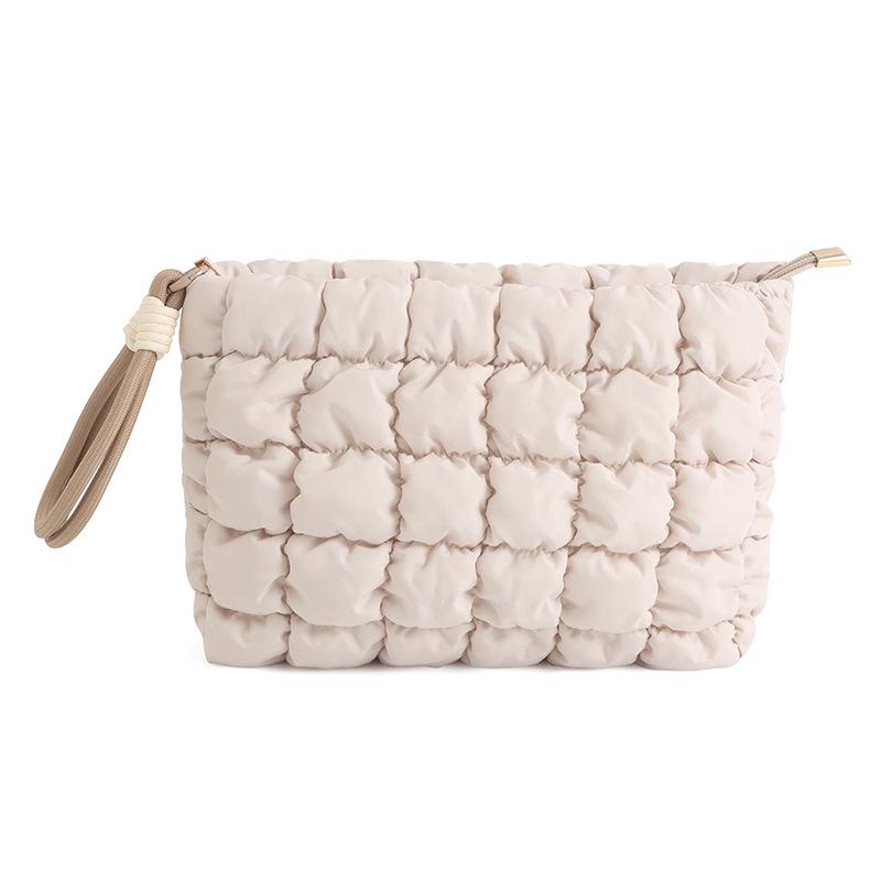 2024 Облако Свежий Однотонный Плиссированный Косметичка: Универсальный, Портативный Клатч для Женщин