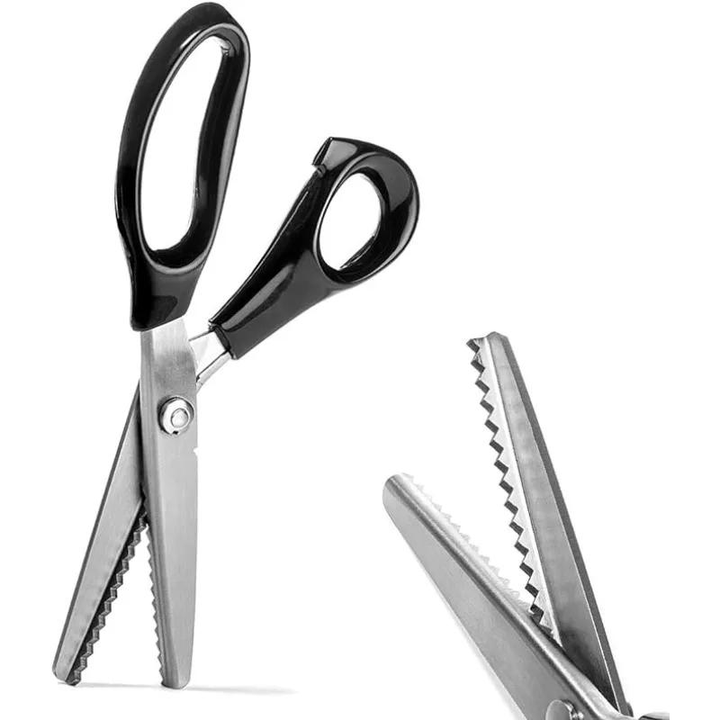 Ножницы для зигзага по ткани Ножницы для рукоделия Ножницы для зигзага по коже Инструмент для обивки Профессиональные швейные ножницы черного цвета