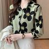 Printed Shirt Women's Plus Size Fashionable Top Stylish Long Sleeved Shirt with Floral Patterns Shirt
