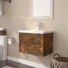 VidaXL Vanity Unit with Integrated Basin Under-Sink Cabinet Bathroom Storage Unit Home Smoked Oak Wood 3152867