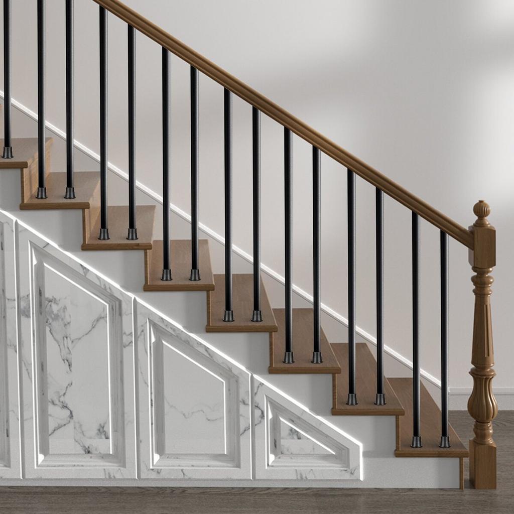 Staircase Metal Balusters, 3/4'' Round x 32'' Long Aluminum Decorative Banister Spindles, 101 Pack Deck Baluster with Screws, Classic Hollow Deck