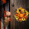 Осенний венок из тыквы, входная дверь, искусственный подсолнух, гирлянда из кленовых листьев, декор из тыквы и ротанга ручной работы для украшения осеннего урожая