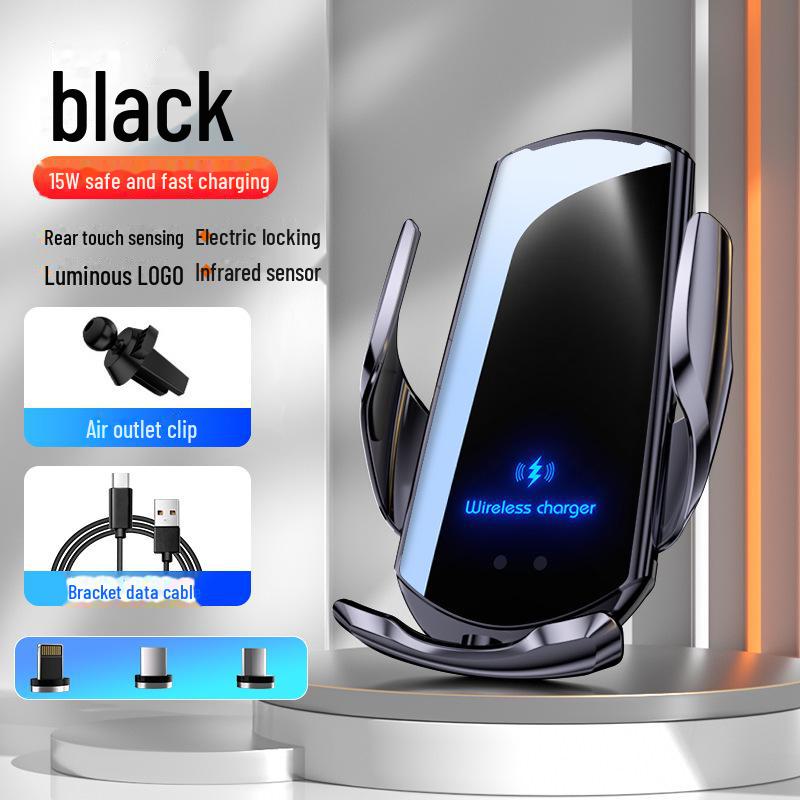 Беспроводное автомобильное зарядное устройство и держатель для телефона Q3, быстрая зарядка 15 Вт с автоматической индукцией и подставкой для навигации.