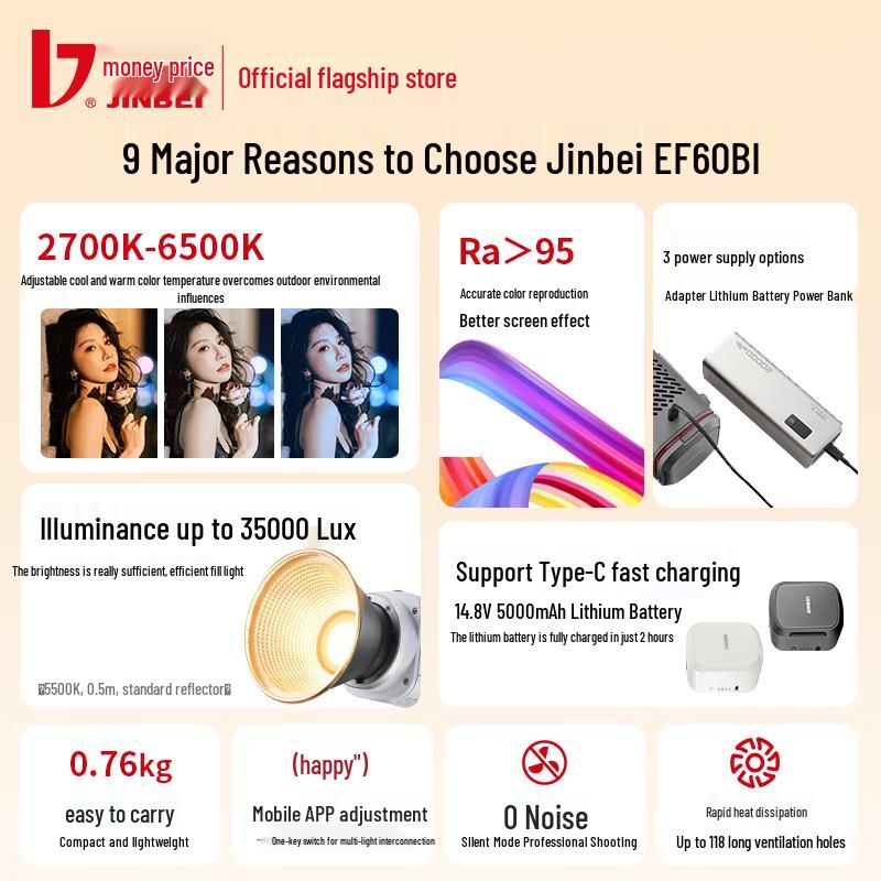 JINBEI EF-60BI Двухцветный светодиодный видео- и фотоосветитель 60 Вт
