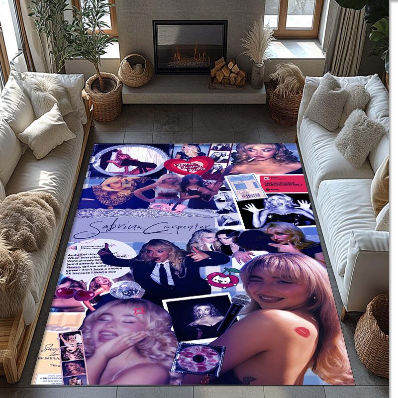 Soft Crystal Velvet Floor Rug,Sabrina Carpenter Anti Slip Decorative Carpet, Plush Area Mat For Indoor Home Decoration