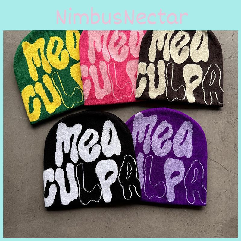 Knit Hat For Men And Women With Letter Pattern Warm Acrylic Winter Accessory