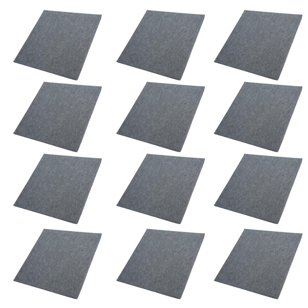12Pcs Acoustic Panels Polyester Fiber Cutable Sound Absorption Panel for Rehearsal RoomsDark Grey