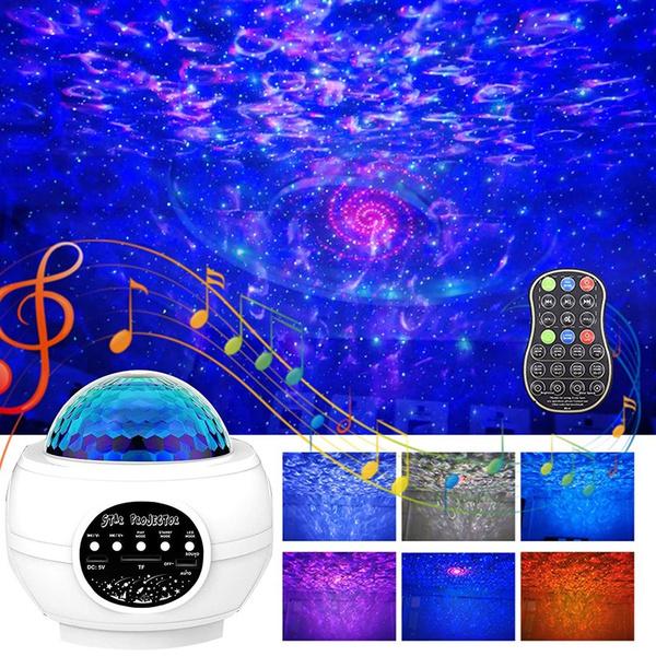 New Bluetooth Starry Sky Projector Night Light Remote Control Kinds of Lighting Modes Built-in Music Player Starry Sky Ocean Wave Projection Lamp