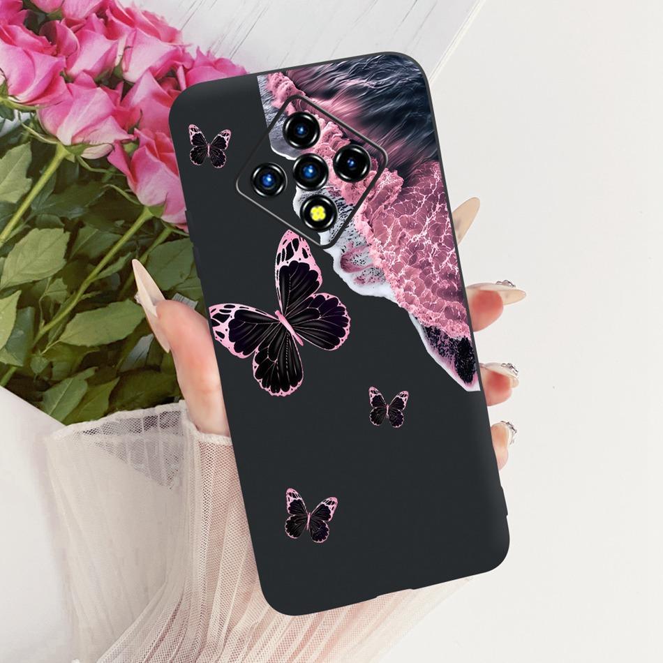 For Infinix Zero 8 8i X687 X687B Cute Flower Butterfly Cat Painted Case For Infinix Zero8 Zero8i Black Silicone Soft Phone Cases
