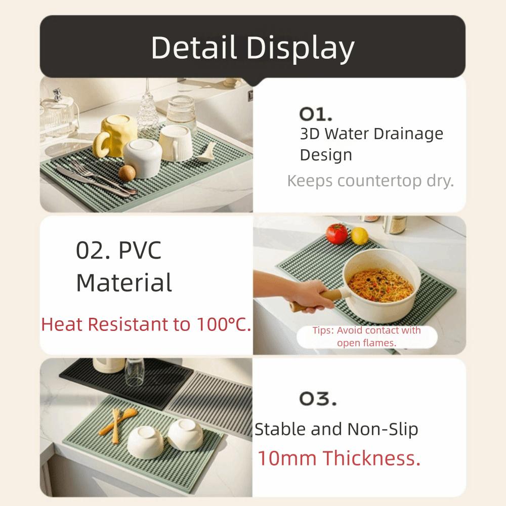 Thickened PVC Countertop Bar Mat Non-slip Table Placemat Kitchen Drain Mat  Kitchen Countertop