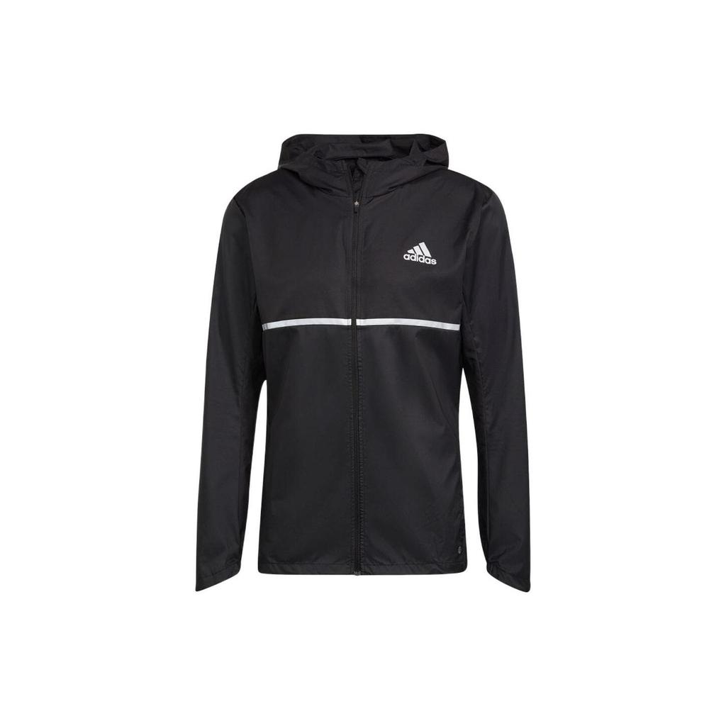 Adidas Logo Zip-Up Hooded Casual Jacket Men Outerwear Black H58592