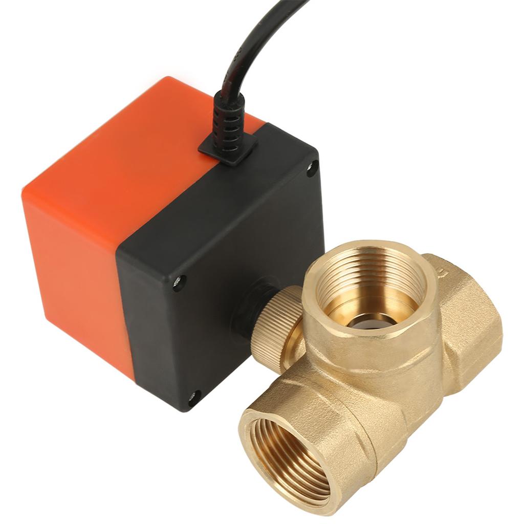 AC 220V Brass Electric Motorized Ball Valve 3 Way 3 Wire T Type 1.6pa Thread DN25 G1