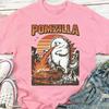 Смешная футболка с померанским шпицем POMZILLA Винтажная футболка с комическим монстром Пом Странная футболка с огнедышащим псом Подарок для любителей Верхняя одежда