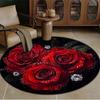 1 шт. круглый ковер с рисунком красной розы для дома, нескользящий моющийся ковер из волокна, мягкий удобный коврик для спальни, гостиной